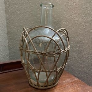 Magnolia Kathleen Wicker Cage Glass Vase - Short